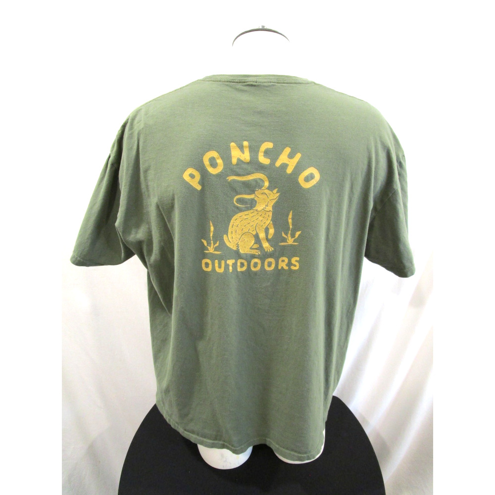 Poncho Bobcat & Snake Western Wildlife Outdoor Olive Green T Shirt Men 2XL